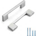 10 Pack Brushed Nickel Cabinet Pulls 3 3/4 inch Square Silver Handles Drawer Kitchen Cupboard Dresser Cabinet Hardware