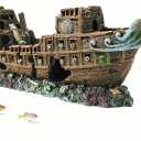 Aquarium Shipwreck Decoration,Pirate Ship Ornament Made of Resin, Eco-Friendly Sunken Ship Accessory for Freshwater & Saltwater Tanks