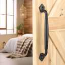 Rustic Barn Door Handle, 12" Heavy Duty Large Design Barn Pull Handle, for DIY Sliding Barn Door, Gate, Shed, Garage | Round Solid Metal Material, Matte Black Finish
