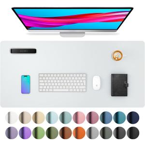 Aothia Leather Desk Pad Protector, Large Mouse Pad, Office Mat, Non-Slip PU Leather Blotter, Laptop Desk Pad, Waterproof Writing Pad for Office and Home (Barely Grey, 23.6" x 13.7")