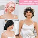 3 x 3PCS Silk Sleep Bonnet for Women, Large Satin Hair Caps with Elastic Band for Curly Hair and Frizz Control (Black/Blush/Leopard)