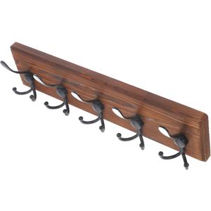ULTECHNOVO Wooden Wall Mount Coat Rack Heavy Duty Key Holder and Hook for Towels Bags Hats Vintage Style Hanger for Bathroom Kitchen Hallway Garage Space Saving Design Set of 2