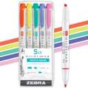 Zebra Pen Mildliner Dual-Tip Highlighter Set, Broad and Fine Tips, No Bleed, Ideal for Bible Highlighting, Journaling, Note-Taking and School Supplies, Assorted Bright Ink Colors, 4-Pack (78405)