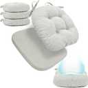 BUYUE Double-Layer Thickened Chair Cushions for Dining Chairs, Natural Latex Foam Support, 2-Faced Reversible Kitchen Seat Cushions, Practical Non-Slip Chair Pads, 4 PCS, Light Grey