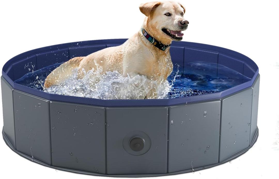 Niubya Portable Dog Pool, Foldable Pet Swimming Tub, Anti-Slip Collapsible Pet Bathtub, Hard Plastic Bath Pool for Pets Dogs and Cats, 40 x 12 Inches