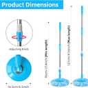 Spin Mop Replacement Handle 360 Degree Spin Mop Pole Handle Replacement Rotating Telescopic Stick for Mop Head, Ideal for Home and Household Cleaning (Blue)