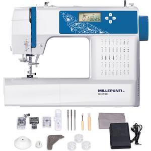 MILLEPUNTI MHP30 Computerized Sewing and Quilting Machine with LCD Display, 40 Built-in Stitches, 4 Included Feet & Accessory Kit, Automatic Needle Threader, Sewing Machine for Beginners & Advanced