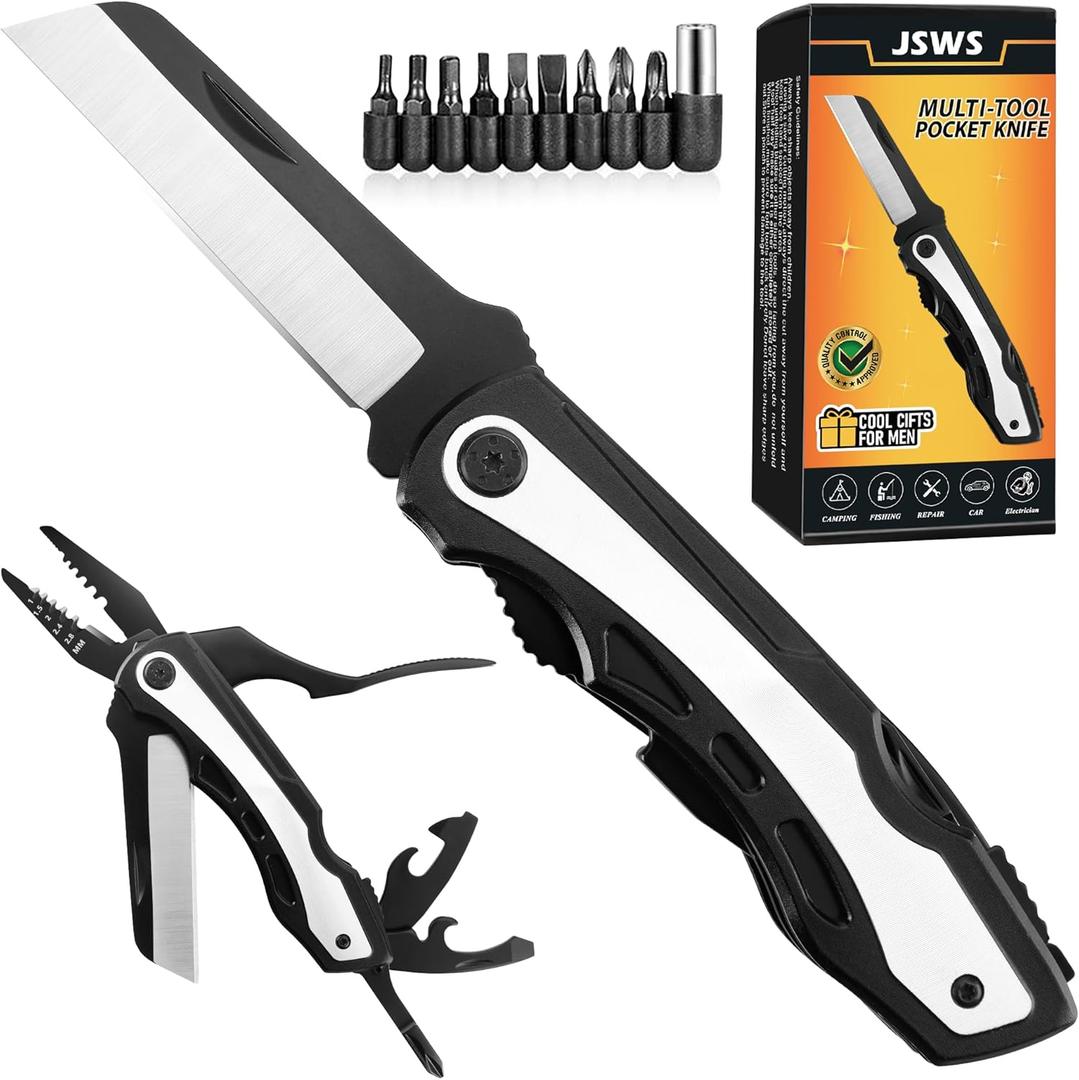17-in-1 Multitool with Pliers, Screwdrivers, Bottle Opener, Durable Stainless Steel Pocket Knife for Men & Women, Perfect for Camping Hiking Survival Christmas Gifts for Dads, Husbands, Grandpas