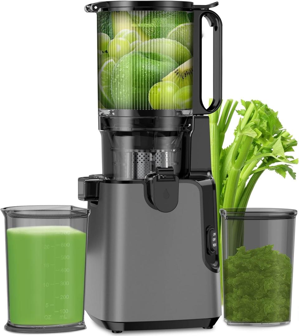 Juicer Machines with 5.8" Extra Large Feed Chute, Cold Press Juicer For Whole Vegetables and Fruits, 400W Professional Slow Masticating juicer Easy to Clean for Batch Juicing (Titanium Gray) (Titanium Gray)