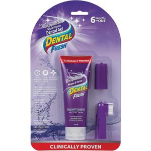 Dental Fresh Enzymatic Gel Finger Toothbrush Kit for Dogs, Includes Finger brush and Toothbrush  Teeth Cleaning