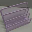 SUPEASY Mail Organizer for Desk, Mesh Metal Mail Holder Countertop with 3-Slot, Letter Sorter File Holder, Office Envelope Organizer for Mails (Purple)