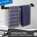 Towel Bar for Bathroom 24 Inch Matte Black Towel Holder 24 Inch Stainless Steel SUS304 Rustproof Towel Rack Modern Square Towel Rod for Bathroom Wall (1, Matte Black, 24 Inch)