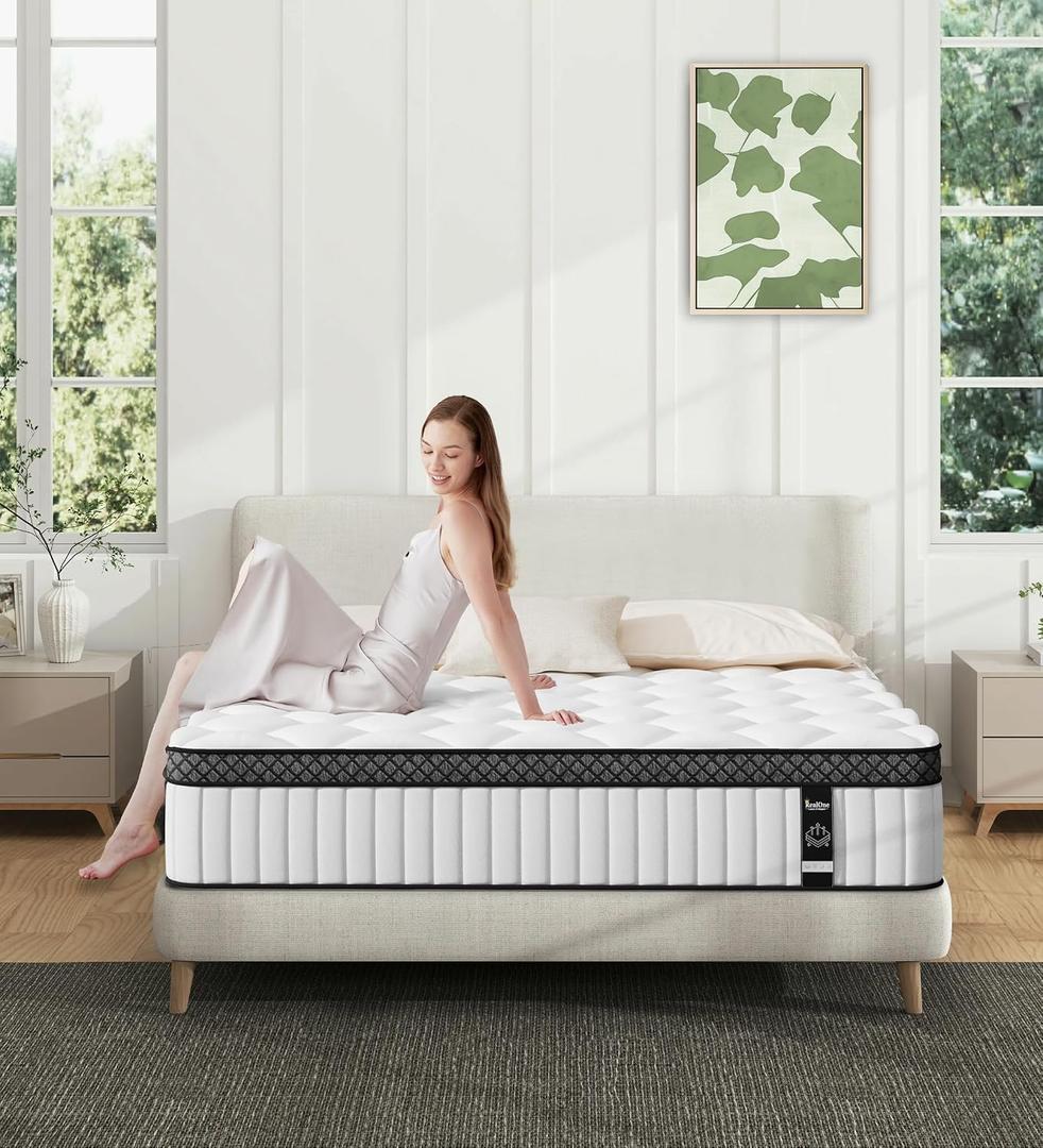 REALONE Twin Size Mattress,10 Inch Hybrid White Mattresses,Medium Firm