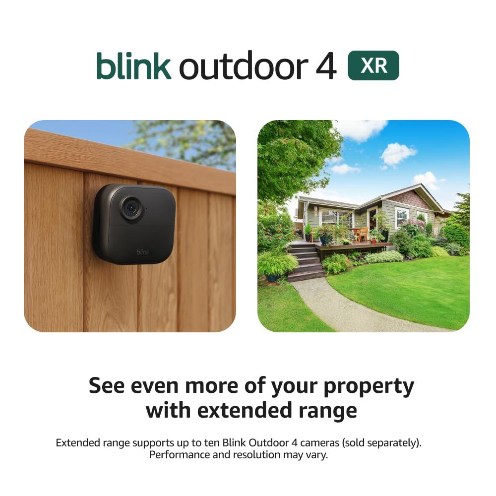 Blink Outdoor 4 XR two-year battery wireless camera with 4x security coverage, 1000 ft open-air range or 400 ft with typical use 2 camera system