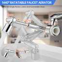 YYKBZ 1440 Rotating Sink Water Filter Faucet Extender Aerator, 2 Mode Swivel For Bathroom/Kitchen Skin Face Eye Wash, Brass Long Arm Extension For Toddlers, Multiple Adapters With 9pcs Filters