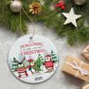 2 x ZAGKOO Penguin Ornament 2025 - Cute Penguin Christmas Ornaments - Funny Penguins Gifts for Women, Men, Kids, Penguins Lovers - Gift Exchange Ideas - Ceramic Ornament for Xmas Tree Decoration