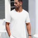 MAGNIVIT Men's Shirts Short Sleeve Cotton T-Shirt Crew Neck Light Tees Classic Basic Casual Tops Plain Soft Shirt (White, L)