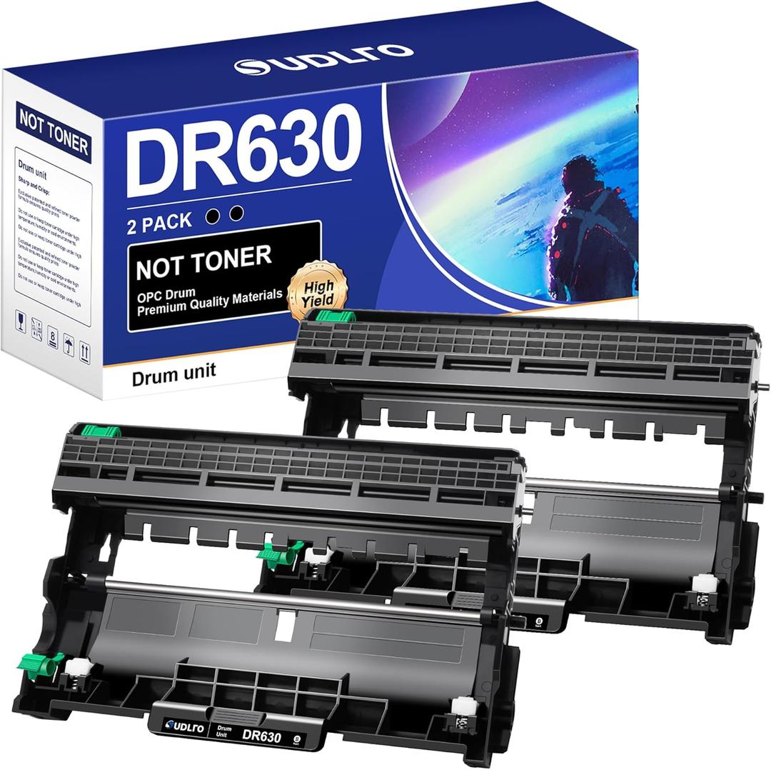 DR630 Drum (Not Toner) - Replacement Compatible for Brother DR-630 Drum Unit for Brother HL-L2300D HL-L2340DW HL-L2360DW HL-L2380DW DCP-L2540DW DCP-L2540DW MFC-L2705DW MFC-L2707DW Printer (2 Black