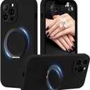 MCFANCE Magnetic Silicone Case with Stand for iPhone 13 Pro Max (6.7 inch) | Compatible with MagSafe, Shockproof Protection, Anti-Scratch Microfiber Lining | Black