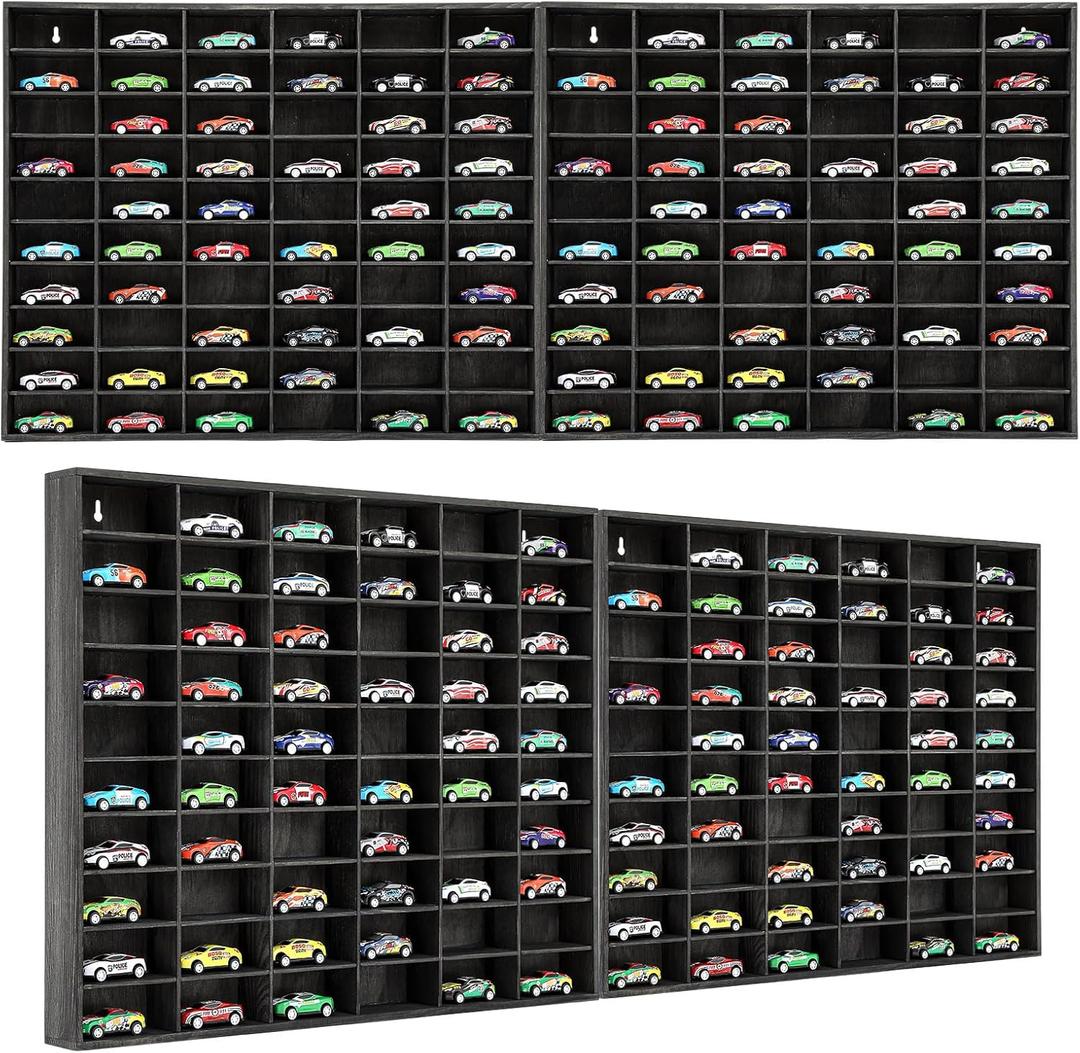Seenelling 1:64 Scale Diecast Car Display Case, 2 Pcs, 120 Spaces Total