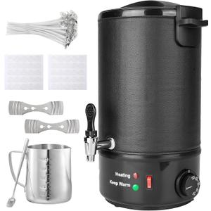 POWLAB Commercial 8L Wax Melter for Candle Making - Electric Wax Melter for Candle Making with Easy Pour Spout, Temperature Control & Quick Melt Design - Ideal for Soap, Soy Wax, Home or Business Use