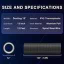 12 Inch 12ft Aluminum Ducting-4 Layer Protection Dryer Vent Hose for HVAC Heating Cooling Ventilation and Exhaust, 2 Clamps Included