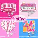 4 Pieces Cute Badge Reel Retractable Badge Holders with ID Clip Funny Pink Nurse Badge Reels MA CNA RN LPN Healthcare Badge Reel Nursing Accessories for Work