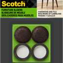 Scotch Felt Pad Cups, 6-Pack of 4 1-1/4 in. Round, Adhesive Chair Leg Floor Protector for Hardwood Floors and Tile (Brown)