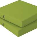 idee-home Outdoor Chair Cushions Set of 2, Waterproof Outdoor Seat Cushions for Patio Furniture, Outside Replacement Chair Pad with Ties for Lawn Deck Porch, 19 x 19 Green