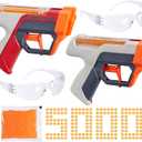 NERF Pro Gelfire Dual Wield Pack, 2 Blasters, No-Prime Firing, 5000 Gelfire Rounds, 2X 100 Round Integrated Hoppers, 2 Eyewear, Ages 14 & Up