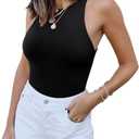 REORIA Butsmooth® Women’s Basic Sexy Sleeveless Racer Back Halter Neck Bodysuit Tank Tops. Small