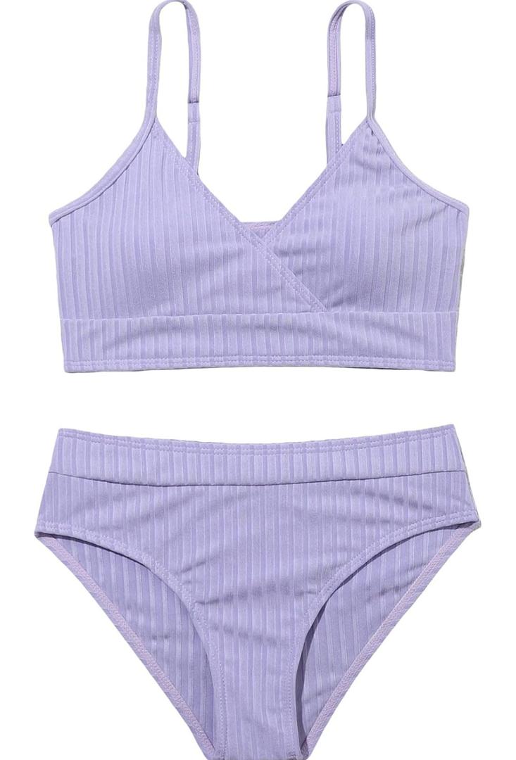 Milumia Girl's Cute Two Piece Swimsuit V Neck Spaghetti Strap Wireless Bikini Set,15-16 Y Milumia Girl's Cute Two Piece Swimsuit V Neck Spaghetti Strap Wireless Bikini Set,15-16 Y