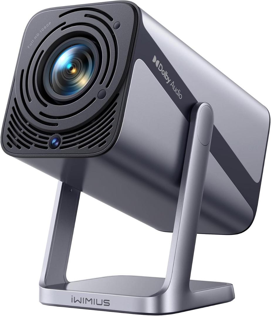 [4K Support/Auto Focus/360Adjustable Stand]Smart-Mini-Projector with WiFi 6 and Bluetooth5.2, Native 1080P Portable Projector, Dolby Audio, iWIMIUS Outdoor Movie Proyector Compatible with Netflix