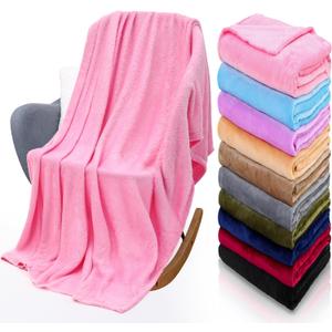 Panitay 10 Pcs Fleece Throw Blanket Bulk 50x60 Inch Soft, Multicolor, Small