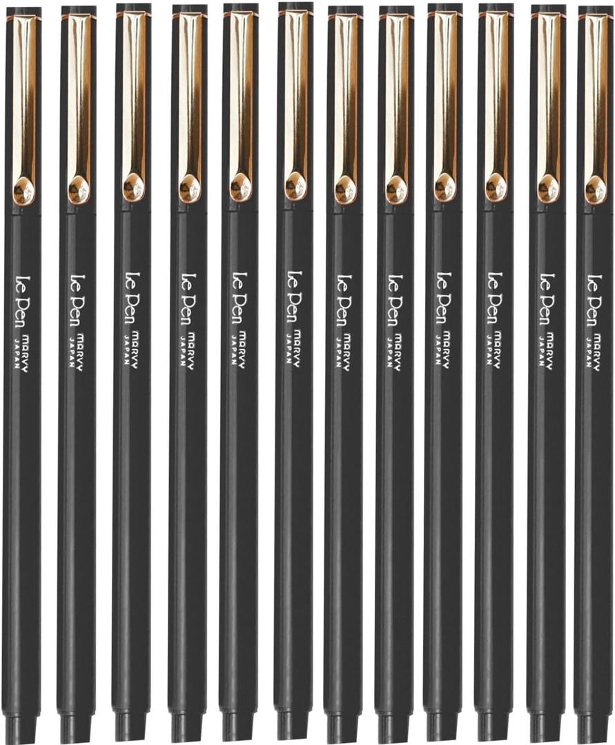 MARVY UCHIDA - LE PEN Black Pens, 12 Pack, 4300 Series