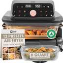 Livwell 6 Quart Glass Container Air Fryer with Pull-Out Drawer & Lid - Kitchen Gift - PFOA & PFAS-Free, 12 Presets, Dishwasher-Safe, Family-Sized One Dish Meal for Baking, Roasting & Crispy Frying