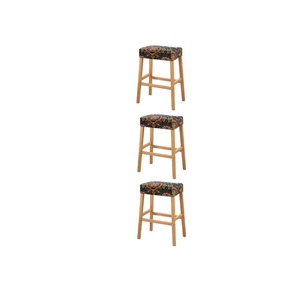 Stool Covers Rectangular Set of 3, Stretch Printed Vanity Stool Covers Washable Saddle Bar Stool Slipcover Bench Seat Protector with Elastic Bands Pattern of 1