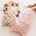 Tiny Twinkle Mess Proof Wet Bags | 2-Pack Reusable Waterproof Wet Bags for Swimsuits | Baby Clothes | Travel & Diaper Bag (Pink, Brown Checkers)