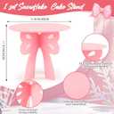 Lallisa Bow Cake Stand Pink Coquette Party Decorations 3D PVC Dessert Holder for Baby Shower Wedding Decor Holiday Props Theme Gift Birthday Bachelorette Bridal Party Supplies