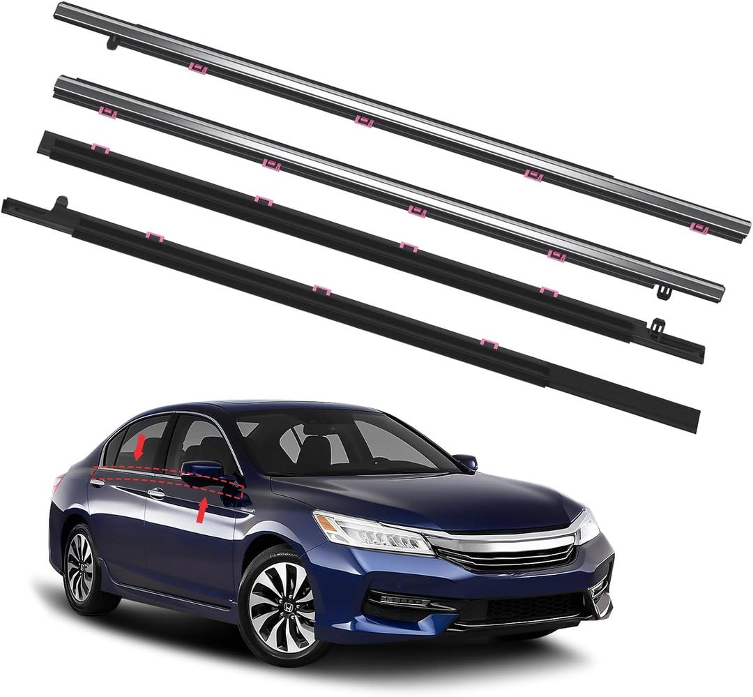 Window Molding Trim for Honda Accord 2013-2018 Accessories, 4PCS Chrome Outer Door Weatherstrip Seal Belt, Replace#72450-T2A-A01 72410-T2A-A01 72950-T2A-A01 72910-T2A-A01