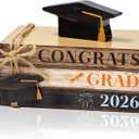 5 Pcs 2026 Graduation Table Decorations, Wooden Graduation Table Centerpieces Decorative Book Set, Congrats Grad Tiered Tray Decor, Farmhouse Congratulate Gifts for Shelf Office Mantle Decor