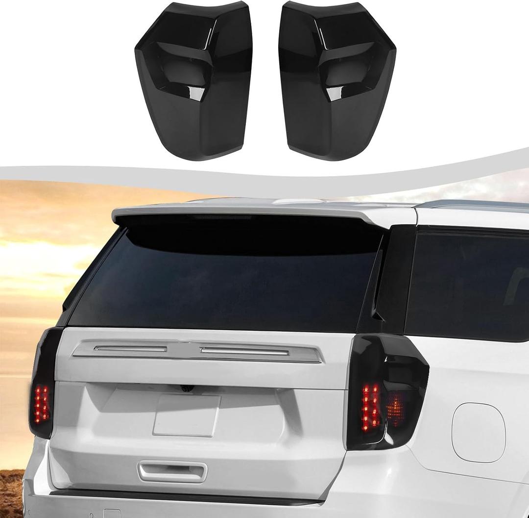 Tail Light Lamp Taillight Guard Cover Fit for Chevy Suburban 2020-2025 & Chevy Tahoe 2020-2026,Rear Light Frame Exterior Accessories,Smoked Black