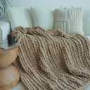 Maetoow Chenille Chunky Knit Blanket Throw 4050 Inch, Handmade Warm & Cozy Blanket Couch, Bed, Home Decor, Soft Breathable Fleece Banket, Christmas Thick and Giant Yarn Throws, Khaki