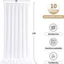 50ftx12ft White Backdrop Curtain for Parties, Thick Polyester 10 Panesl 12 ft Long Wedding Photo Backdrop Drapes Back Drop Cloth Drapery for Birthday Photography Background