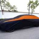 MORNYRAY Waterproof Car Cover All Weather Snowproof UV Protection Windproof Outdoor Full car Cover, Universal Fit for Sedan (Orange, A6-Fit Sedan Length(207-216 inch)