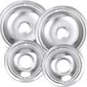 Drip Pan Burner Stove Top Chrome Drip Pan, Stove Drip Pans Replacement Compatible for Most Plug-in Electric Ranges Whirlpool Frigidaire Kenmore include 2 * 6in and 2 * 8in