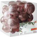 Prextex 36-Pieces Christmas Ornaments Set - Shatterproof, Festive Christmas Balls Decorations in 3 Sizes and 6 Styles with Hanging Loops for Tree, Wreath, and Dazzling Holiday Party Decor - Rose Gold