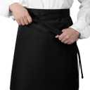 Twistover 5 Pack Half Bistro Aprons with 2 Pockets Unisex Black Server Apron with Extra Long Front Waist Ties for Men Women