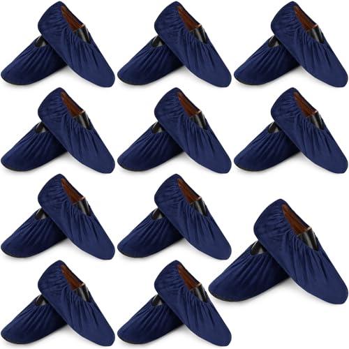 JaGely 11 Pairs Reusable Shoe Covers Non Slip Cloth Washable Thickened Bowling Shoe Covers for Indoors Men Women(Navy)