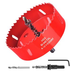 4-1/4Inch / 108mm Hole Saw for Wood, Plastic Board, Ceiling,Drywall, and Metal Sheet - HSS Bi-Metal Hole Cutter with Pilot Drill Bit